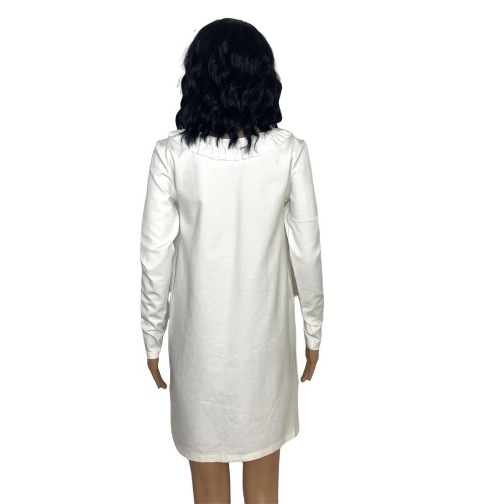 Rosie Pope Maternity Dress Womens XS White Ruffle Trim Long Sleeve Stretch - Picture 2 of 11